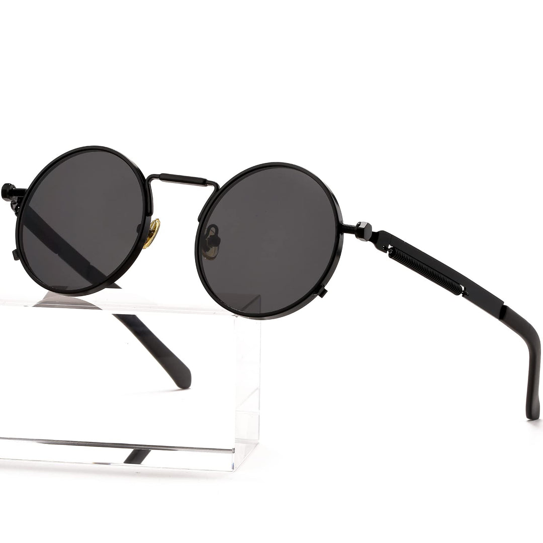 AIEYEZO Round Steampunk Sunglasses Circle Lennon Glasse