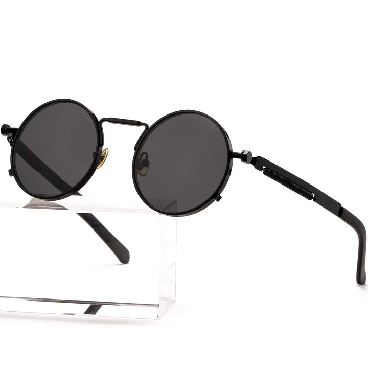 AIEYEZO Round Steampunk Sunglasses Circle Lennon Glasse