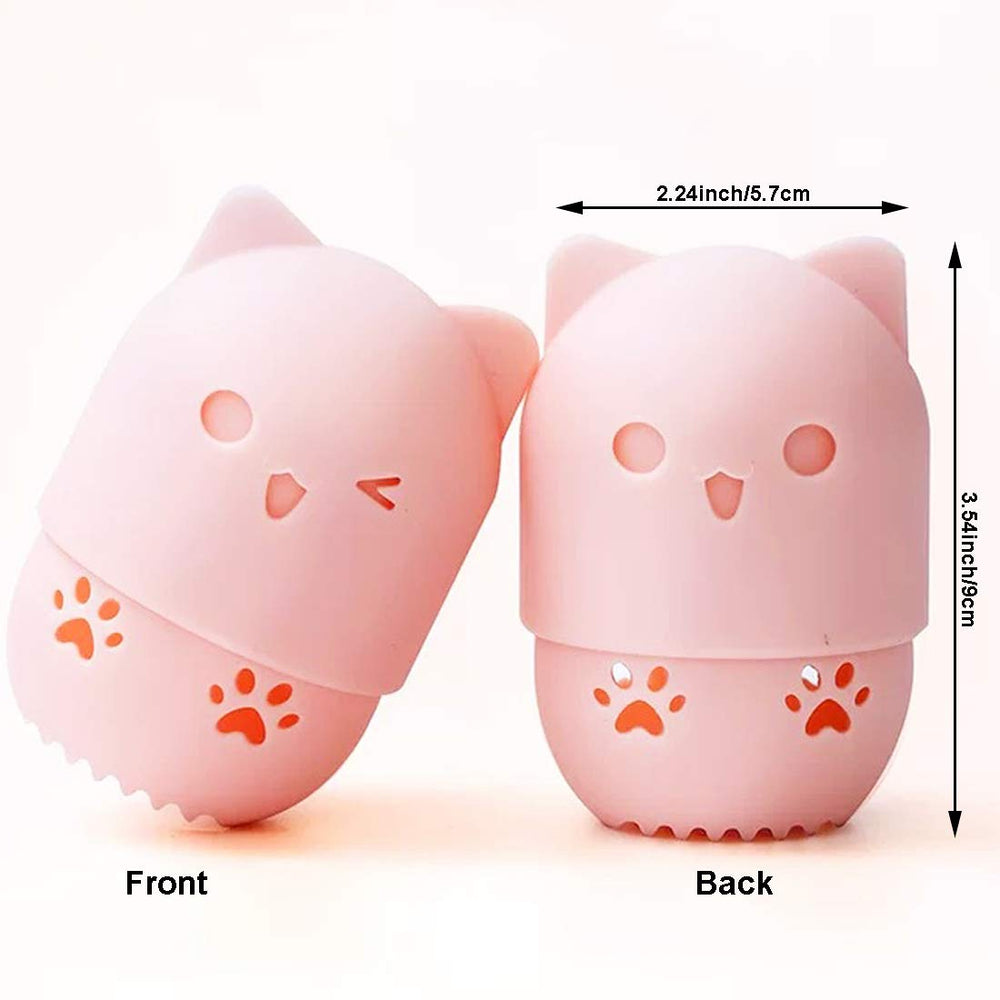 Makeup Sponge Container, Makeup Sponge Holder and Makeup Sponge With Cute Silicone Sponge Travel Carrying Case Set(3PCS)