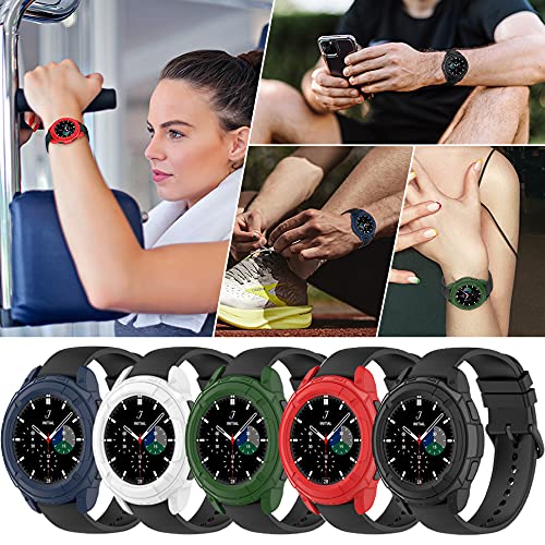 Compatible with Samsung Galaxy Watch 4 Classic Case 46mm, Protective Edge Case with Bezel Ring Cover Case Frame for Galaxy Watch 4 Classic 46mm (Black/Blue/Red/White/Green, Watch4 Classc 46mm)