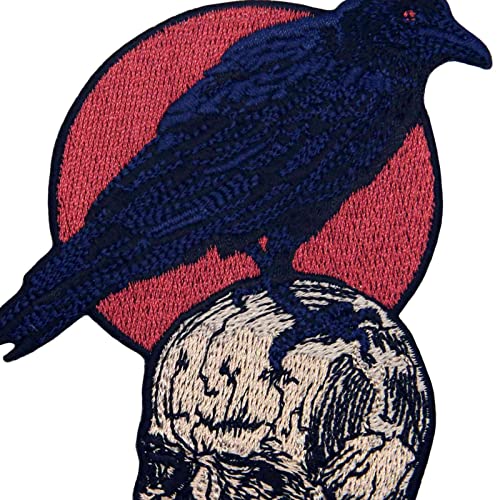 The Raven On The Skull Patch Embroidered Applique Badge