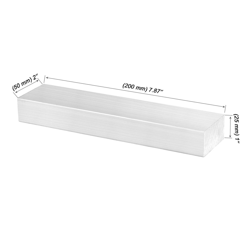 3 PCS 1 x 2 Inch Aluminum Bar, 8 Inch Long +0/-.05 Inch Aluminum 6061 Flat Bar Block Solid Mill Stock, General Purpose Aluminum Tooling Flat Bar Stock for Milling Lathe Work, 25 x 50 x 200MM