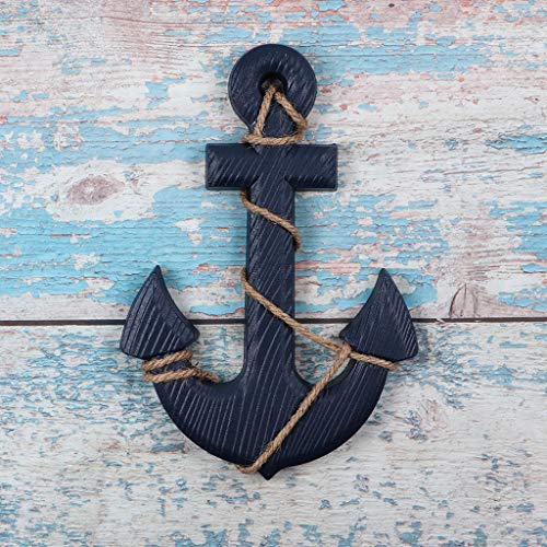 Wooden Ship Wheel, Ship Rudder Decor, Helm Wheel Wall Hanging Ornament (11(Navy Blue))