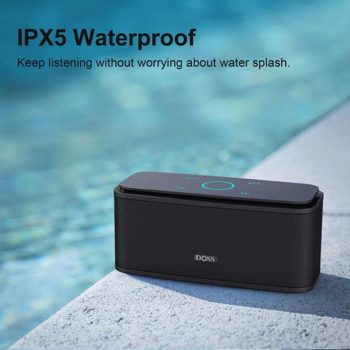 SoundBox Touch Wireless Bluetooth Speaker with 12W HD Sound and Bass, IPX5 Waterproof, 20H Playtime, Touch Control, Bluetooth 5.0, Handsfree, Speaker for Office, Home, Outdoor, Travel-Upgraded
