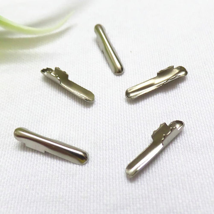 100 PCS Metal Barbs Elastic Barbed Cord Fastener Cord Locks Ends Crimp for Masks Binding Hanging