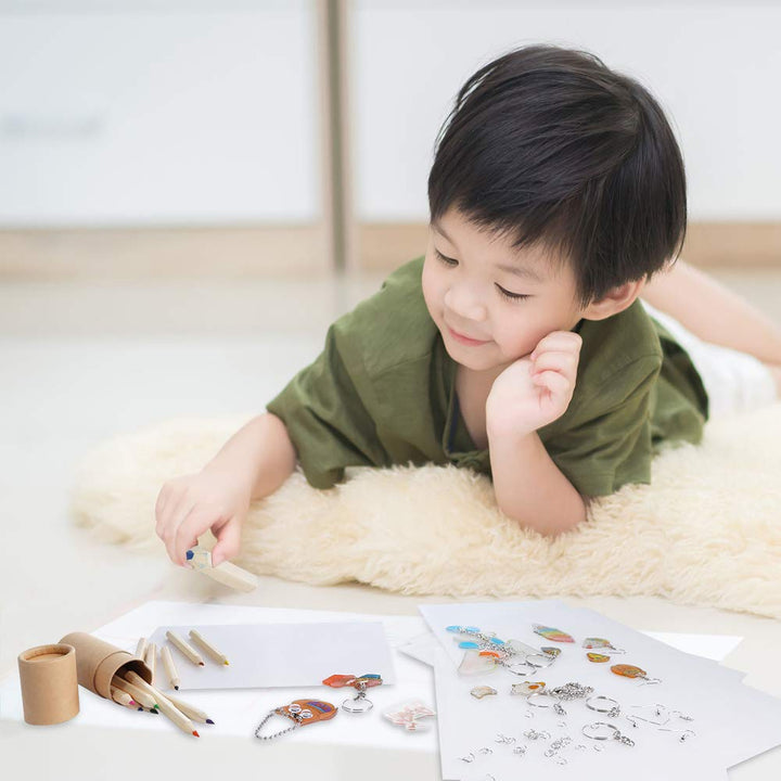 145 Pieces Shrink Plastic Sheet Kit Include 20 PCS Shrinky Paper with 125 PCS Keychains Accessories for Kids Creative Craft