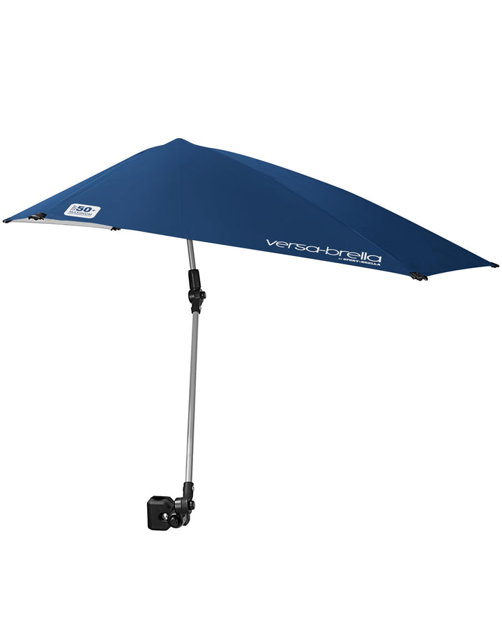 Versa-Brella UPF 50+ Personal Sun Shade - Portable Umbrella for Sports &amp; Outdoors - Secure Clamp, 360-Degree Swivel Adjustable Position for Maximum Sun Protection - Compact with Carry Case