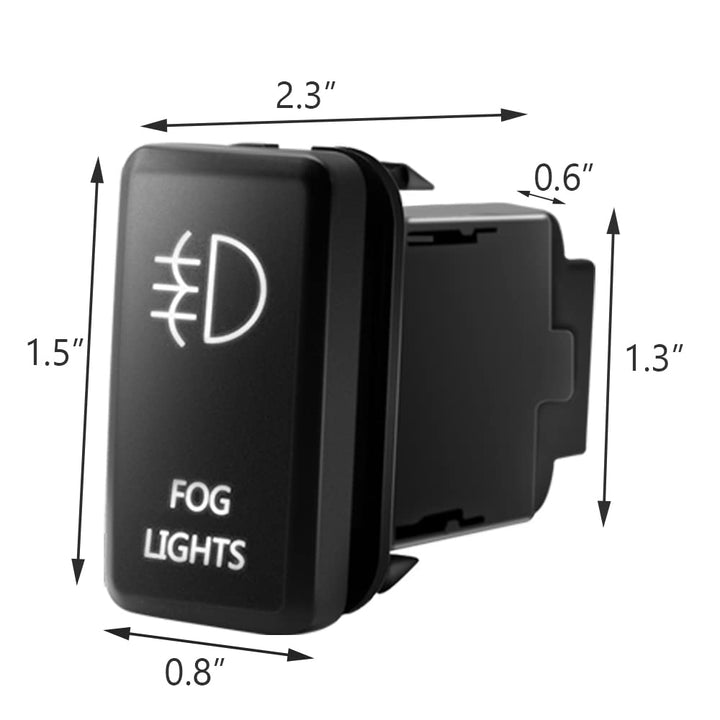 White Fog Lights Symbol Push Switch with Wiring Kit Replacement Compatible with Toyota (Surface Size 1.54 x 0.83 inches)