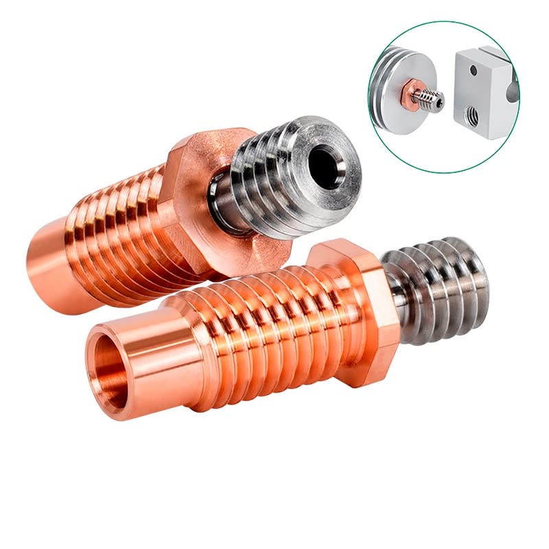 2PCS Bimetal Heatbreak, All Metal Threaded Heatbreak Upgraded Titanium Alloy and Copper Heatbreak Compatible with E3D V6 Hotend 3D Printers