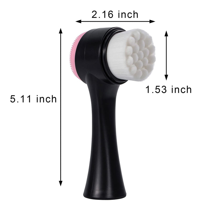 Face Brush 2 in 1, Facial Cleansing Exfoliating Brush with Ultra Fine Soft Bristles Pore Deep Cleansing Silicone Double Side Face Wash Scrub Brush for Massaging, Skincare Makeup Removal