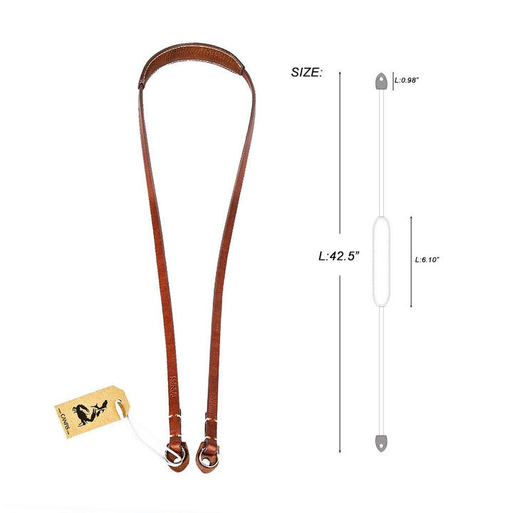 CP005 Leather Camera Neck Shoulder Strap with Pad, Mirrorless Camera Strap Compatible with Sony Leica Nikon Fujifilm Olympus Panasonic (Color: Brown, Length 108cm)