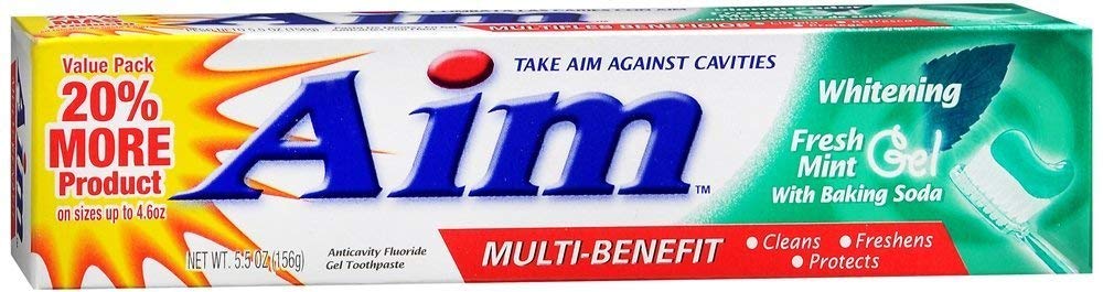 AIM, White Gel, white mint, 5.5 Ounce