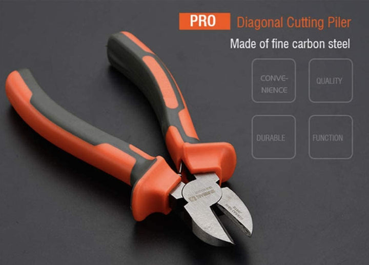 Harden Pro Wire Cutters Diagonal Pliers 6” - Heavy Duty Side Flush Cutters for Wire, Zip Ties, Crafting, Electrical Wire - Fine Carbon Steel - Spring Loaded Ergo Grip Handle (1)