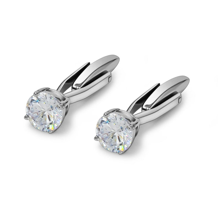 Elegant White Crystal Cufflinks Glimmering Diamond Color Cuff Links Set for Wedding Party