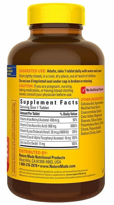 FrenchGlory Natural Made Super C with Vitamin D3 and Zinc, 200 Tablets Per Bottle