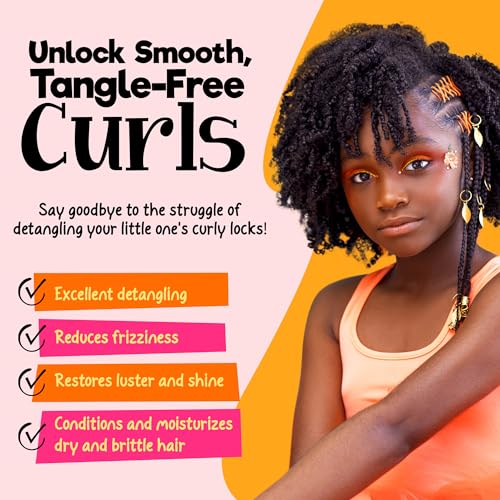 Textured Hair Care Set with Hair Detangler Spray, Kids Shampoo, Conditioner & Creme for Curly, Frizzy, & Wavy Hair | Sulfate & Paraben-Free Formula to Detangle, Hydrate, and Revitalize Curls
