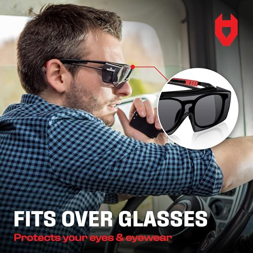 Tinted Safety Glasses Over Eyeglasses with Anti Scratch Wraparound Lenses, UV400 Safety Glasses Over Glasses, ANSI Z87 Certified Over Glasses Safety Glasses or Shooting Glasses Over Eyeglasses