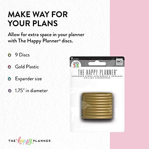 me &amp; my BIG ideas Plastic Expander Discs, Gold - The Happy Planner Scrapbooking Supplies - Add Extra Pages, Notes &amp; Artwork - Create More Space for Notebooks, Planners &amp; Journals - Expander Size