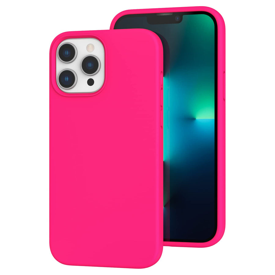 Compatible with iPhone 13 Pro Case, [Drop Protection] [Anti-Fingerprint] Shockproof Liquid Silicone Cover with Microfiber Lining Phone Case for iPhone 13 Pro 6.1 (2021), Hot Pink