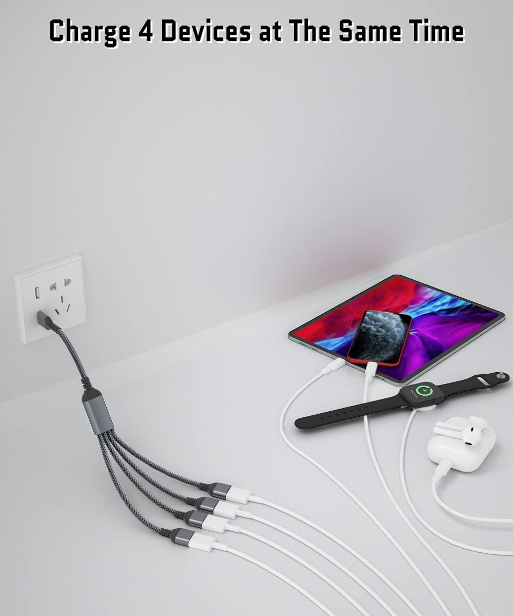 USB Splitter Y Cable 1FT,USB Splitter 1 in 4 Out,USB Charger Splitter,Multi Port USB Extension Splitter,Multiport 2/3/4 Out Data Charging Split Adapter for PC,TV,MacBook,Laptop