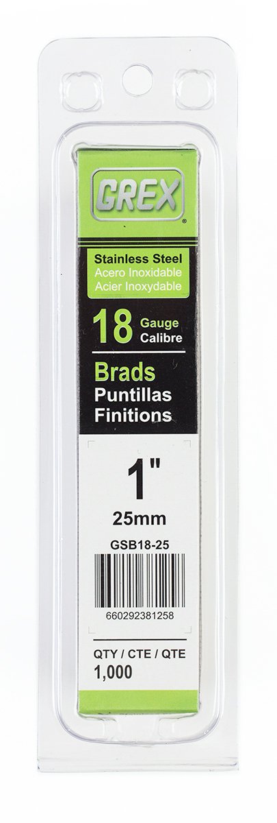 Grex GSB18-25 1 In. 18 Ga. Brad Nails, Stainless Steel 304, 1M