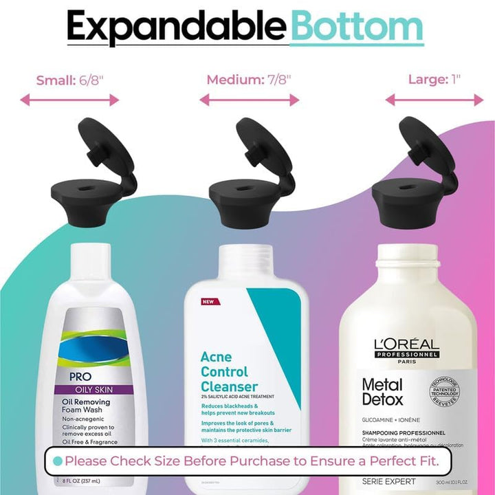 Bottle Emptying Cap - ( 3 Pack ) Shampoo, Lotion, Soap Money Saving Bottle Cap Kit - Get Every Drop Out of Your Bottle - No Waste Bottle Cap