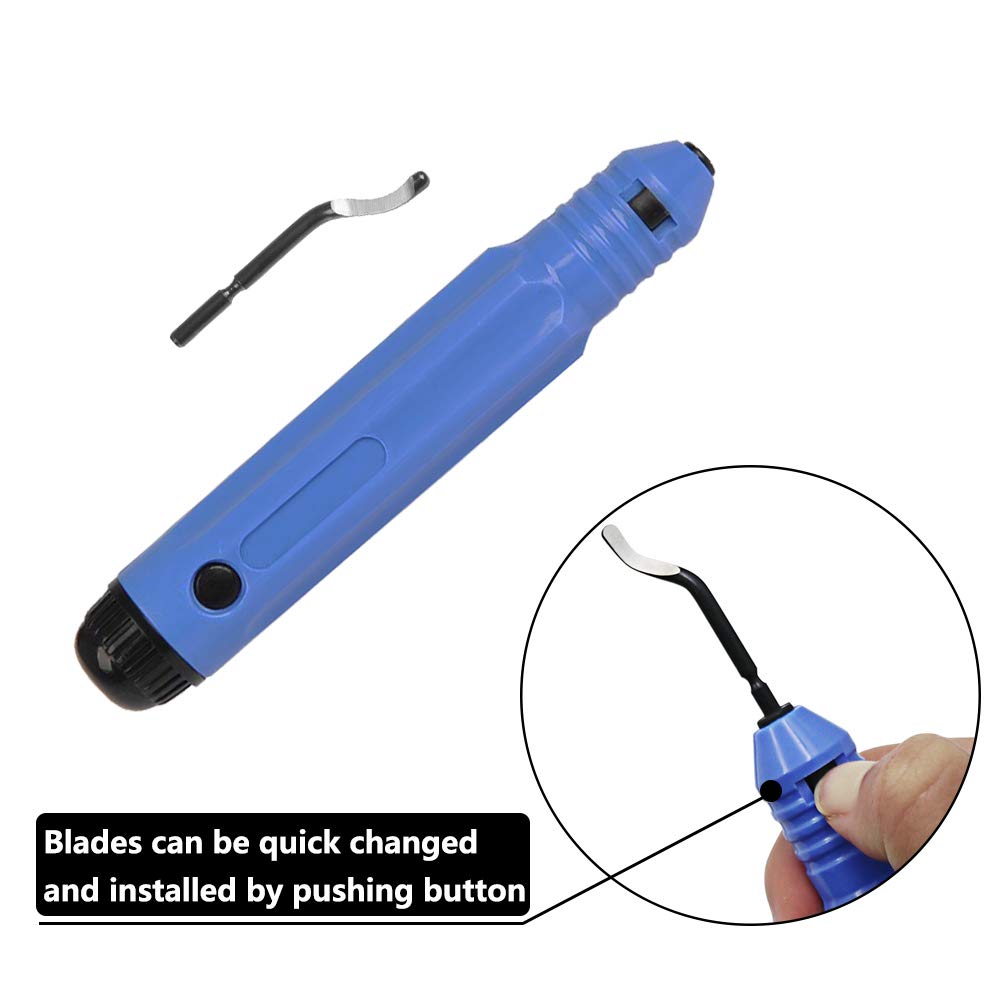 Saiper Deburring Tool Kit, NB1100 Handle with 10pcs Extra BS1010 HSS Blades- Hand Rotary Pipe Deburring Cutter for Cutting Deburrs Wood, Plastic, Copper, Aluminum and Steel