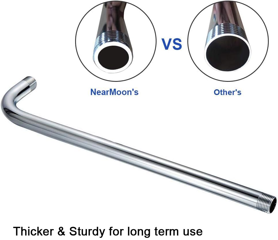 Shower Arm, Extra Fixed Arm with Flange, Stainless Steel Wall-Mounted ShowerHead Arm (15 Inch, Chrome Finish)