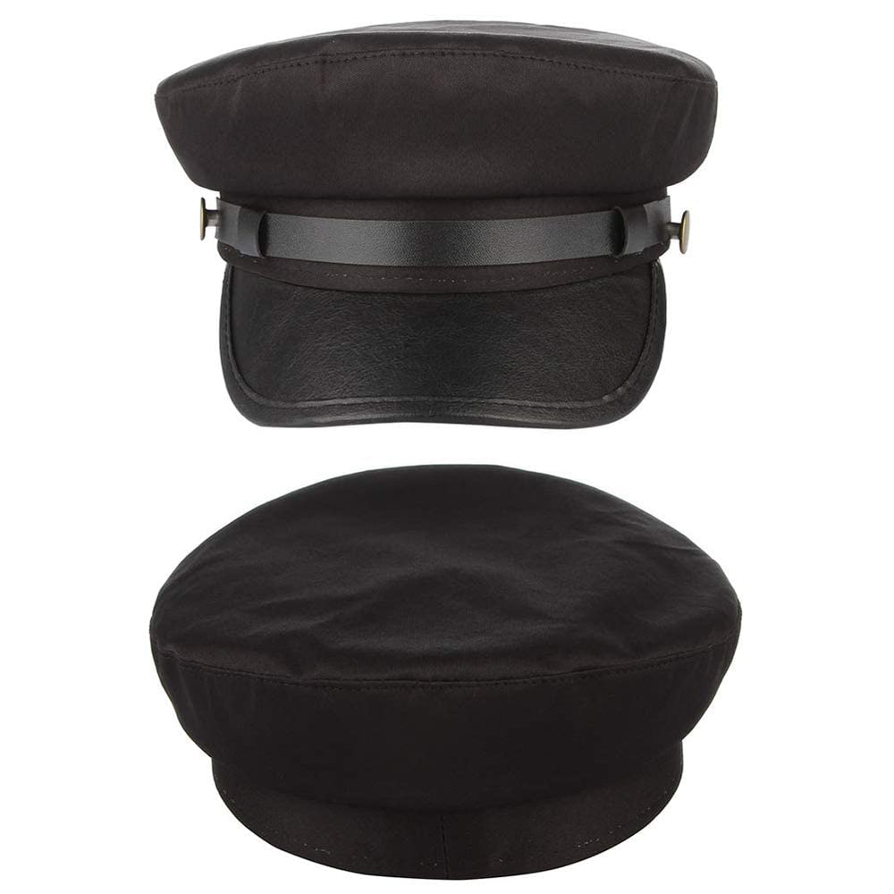 S.CHARMA Chauffeur Hat for Men Women, Classic Vintage Newsboy Cap Costume Hats (Black, Adjustable fit M(56-58cm/22-22.8inch))