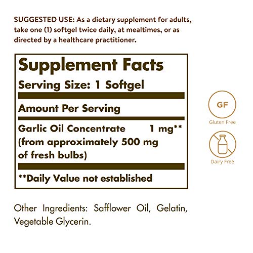 Solgar Garlic Oil Perles, 250 Softgels - Natural Cardio