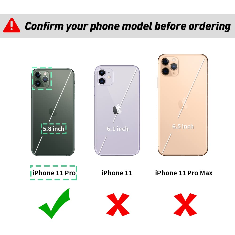 LAMEEKU Zipper Wallet Case for iPhone 11 Pro, Card Hold