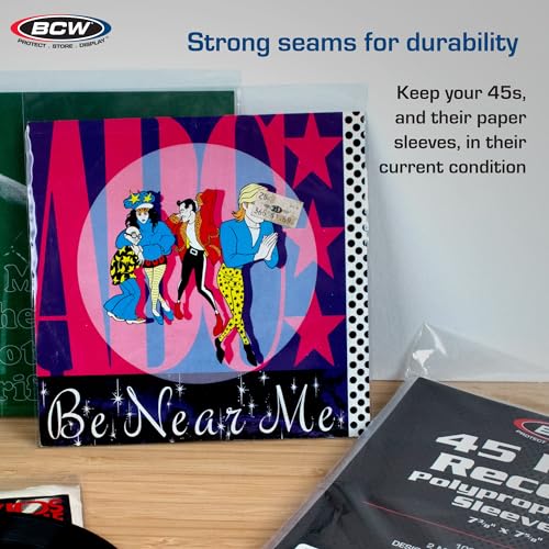 100 Vinyl 45 RPM 7 Record Poly Outer Record Sleeves | Album Covers | Crystal Clear | Record Covers | 2 Mil Thickness | Vinyl Record Storage | Dust and Scratch Protection | Vinyl Record Sleeves