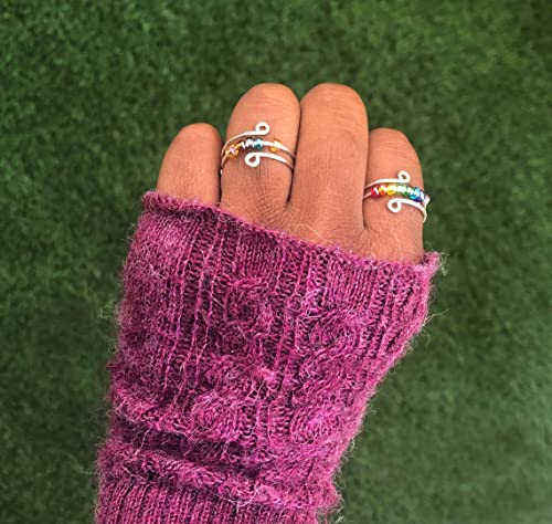 Usoway To My Daughter Fidget Ring for Anxiety, Fidget Rings for Anxiety for Women, Adjustable Stacking Anxiety Relief Rainbow Fidget Ring Jewelry Gifts (Rainbow)1
