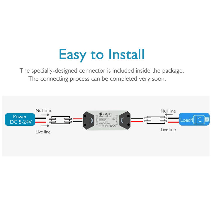 eMylo Smart RF Motor Controller Switch Relay Wireless Remote Control Switch 12V Motor Switch 433Mhz for Rolling Door, Electric Curtains/Locks, Water Pump, DC 5V-24V with 2 Transmitters (1 Pack)