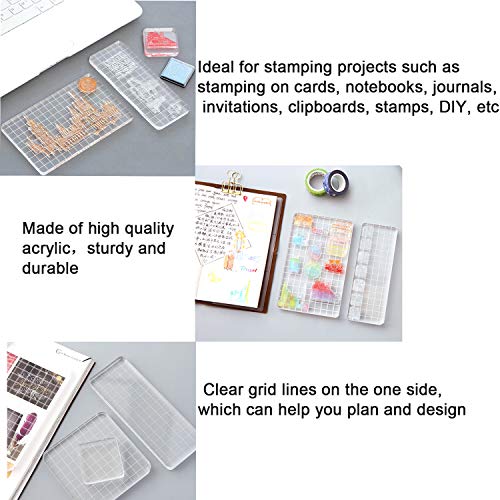 6 Pieces Stamp Blocks Acrylic Clear Stamping Blocks Tools with Grid Lines for Scrapbooking Crafts Making