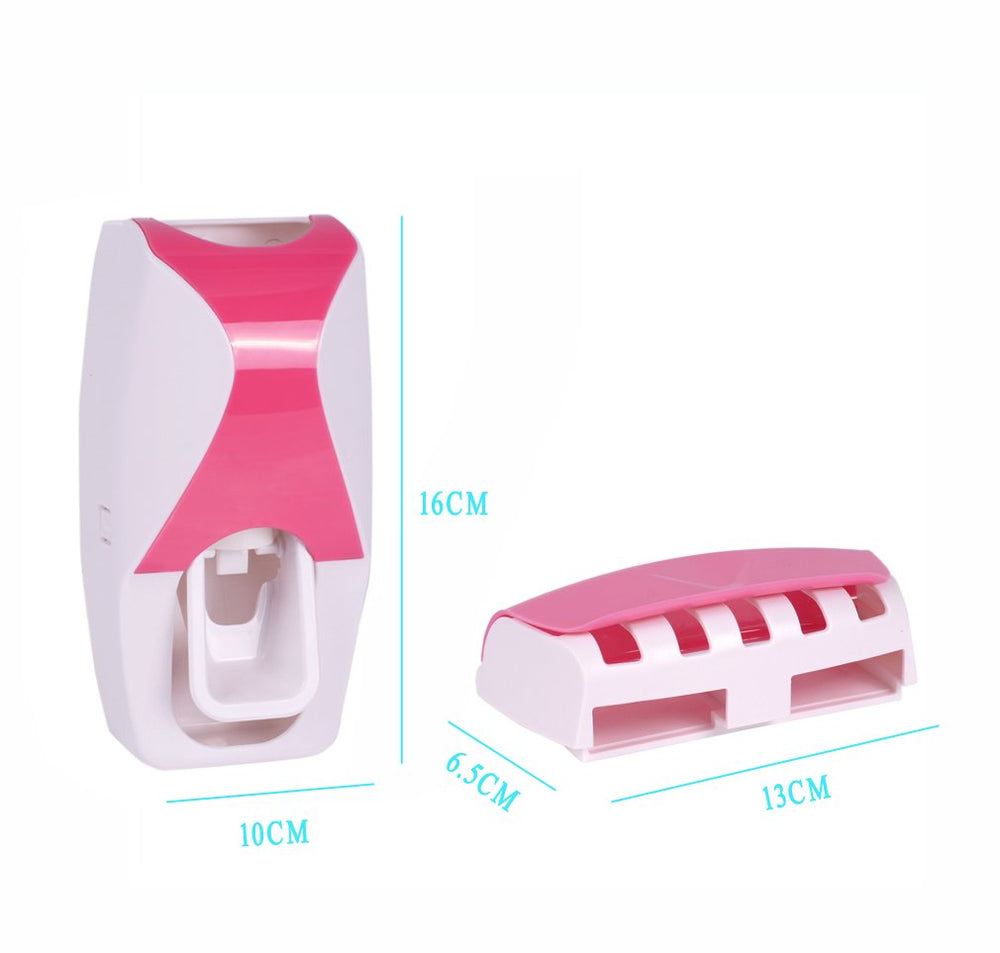 Dust-proof Toothpaste Dispenser Toothpaste Squeezer Kit (Pink)