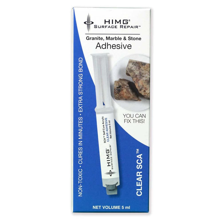 Adhesive - Clear 2 part Self Curing Acrylic (SCA) for Granite, Cultured Marble, stone, ceramic, Porcelain, Corian countertops, tile, floor, shower repair and more hard surfaces.