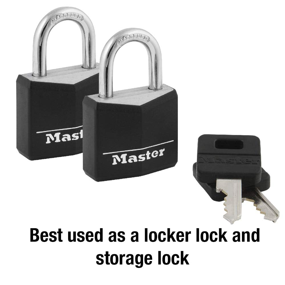 131T Covered Aluminum Padlocks, 2 Pack, Keyed Alike, Black, 2 Count