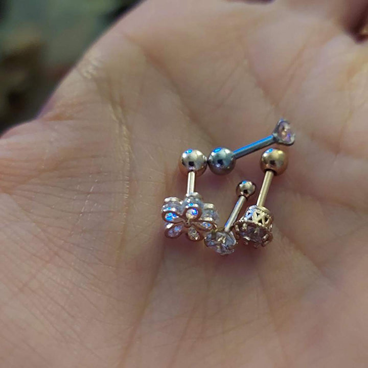 12Pcs 16G Stainless Steel Cartilage Cubic Zirconia Stud Earrings for Men Women Conch Forward Helix Tragus Daith Piercing Jewelry