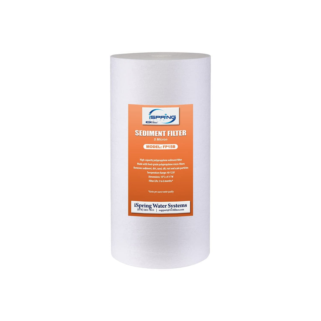 FP15B Sediment Filter Replacement Cartridge for Whole House Water Filtration Systems, High Capacity 5-Micron Premium PP, 4.5 x 10, White