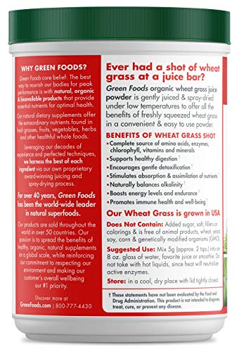 Green Foods Organic Wheat Grass Shots, 10.6 Ounce - Certified Organic, Kosher, Vegan, Raw, Gluten-Free, Soy-Free