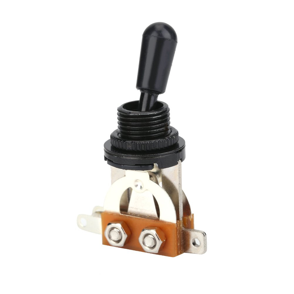 1Pc Guitar 3 Way Switch, Metal Guitar Pickup Selector Toggle Switch with Black Tip Replacement Part for LP Style Electric Guitar(Black)