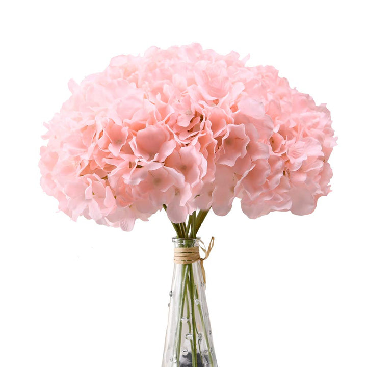 Blush Artificial Flowers Hydrangea Silk Flowers 10pcs Full Fake Hydrangea Flowers Artificial with Stems for Wedding Home Party Shop Baby Shower Blush Decoration