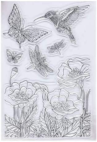 Welcome to Joyful Home 2pcs/Set Hummingbird Bee Happy Spring Clear Stamp for Card Making Decoration and Scrapbooking
