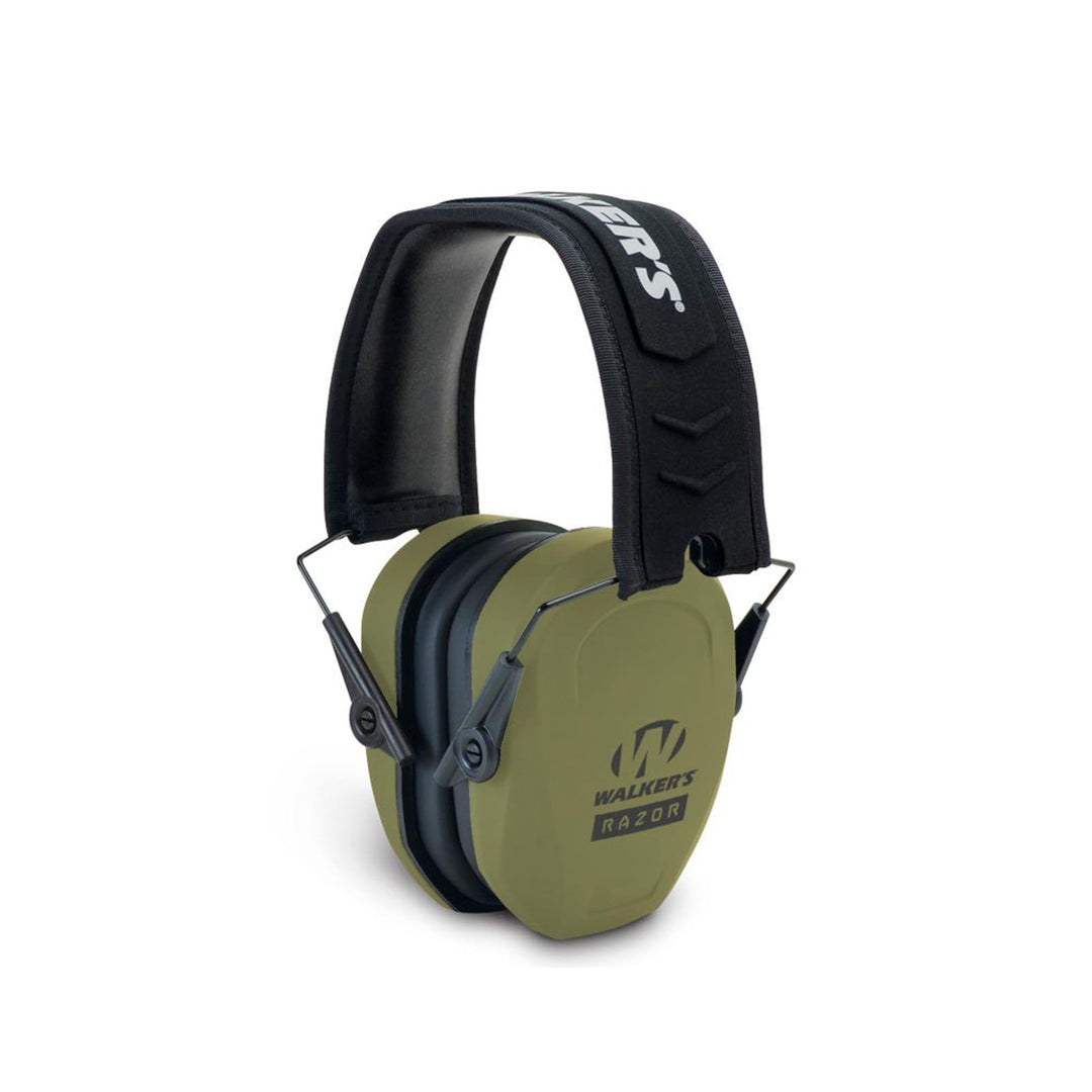 Walker&#39;s Razor Slim Passive Earmuff - Ultra Low-Profile Earcups - Olive Dark Green, One Size