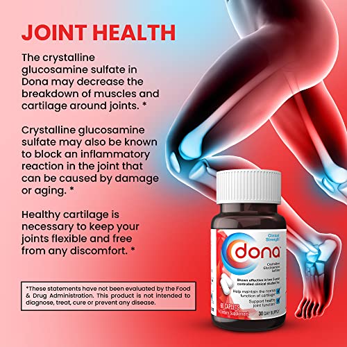 Crystalline Glucosamine Sulfate, 1500 Mg, Joint Supplement Pills for Knee Comfort &amp; Joint Health Support, 1500 Mg, 60 Count
