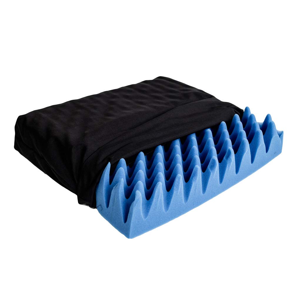 Hermell Convoluted Wheelchair Cushion, Blue Egg Crate Foam, No Cover - 3 Inches Thick