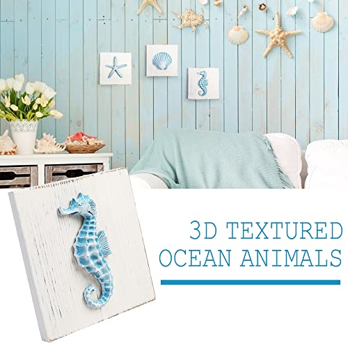 LotFancy Beach Wall Décor, 4 Pack, 3D Seashell, Starfis