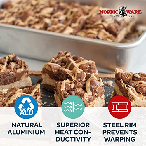 Natural Aluminum Commercial Rectangular Cake Pan, Exterior dimensions 12.9 x 9.5 x 2.5 inches and interior dimensions 12.1 x 8.8 x 2.5 inches