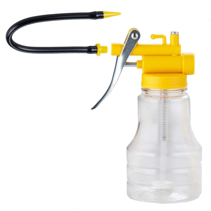 Oil Can Transparent High Pressure Oiler Lubrication Oil Can Bottle Oiling Gun with Rigid &amp; Flex Spout Thumb Pump Tool Oiler